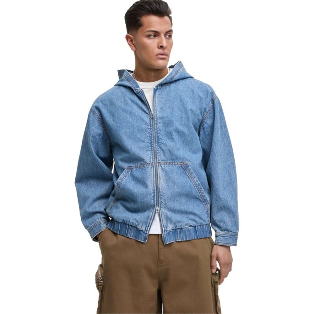 Mode Of One Mens Relaxed-Fit Full-Zip Denim Hoodie Sweatshirt, NWT